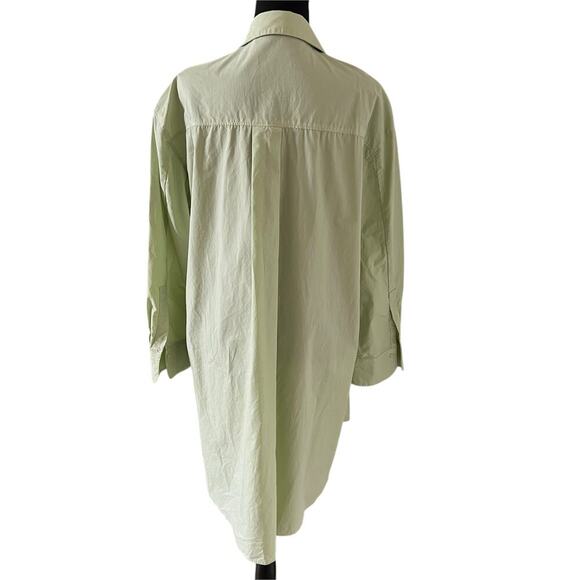 English Factory Shirt Dress Large Light Green Long Sleeve Button Down Minimalist - Picture 2 of 10